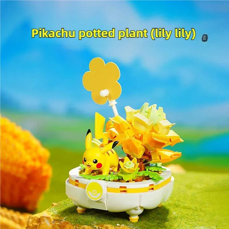 Pokemon Building Blocks Pikachu Togepi Sylveon Sprigatito Flower Plant Potted Bricks Collection Display Kids Toys Holiday Gifts