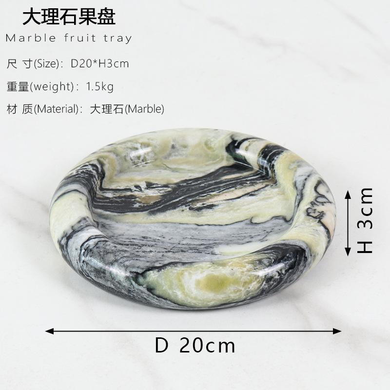 Natural Marble Round Fruit Plate Tray Creative Home Living Room Dried Fruit Snack Plate