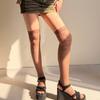 Ästhetische bunte gemusterte Overknee-Socken mit Spitzenbesatz Fischernetz-Gewebe Dehnbar Nylon Oberschenkelhohe Strümpfe für Damen