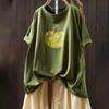 T-shirt for Women Summer Large Size Cotton Soft Loose Round Neck T-shirt Printed Casual Pullover T-shirt Top