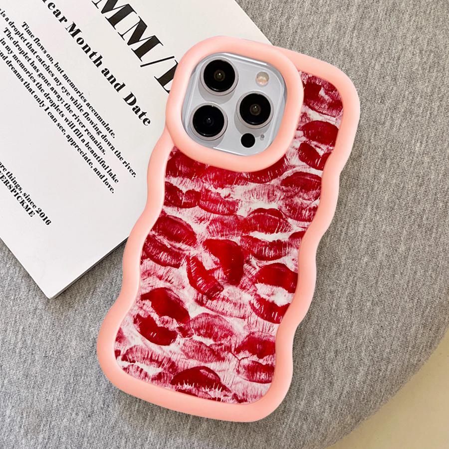 Retro And Sexy Red Lip Print Case for iPhone 11 13 12 17 Air 16 Pro Max 14 15 Plus XR 8 Soft Phone Cover