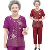 Ice Silk Women's Short Sleeve T-Shirt & Pants Set for Seniors