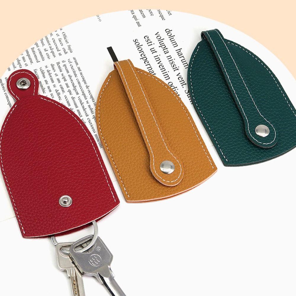 Unisex Pull Type Key Bag Mini Leather Keychain Pouch Portable Key Holder Case Key