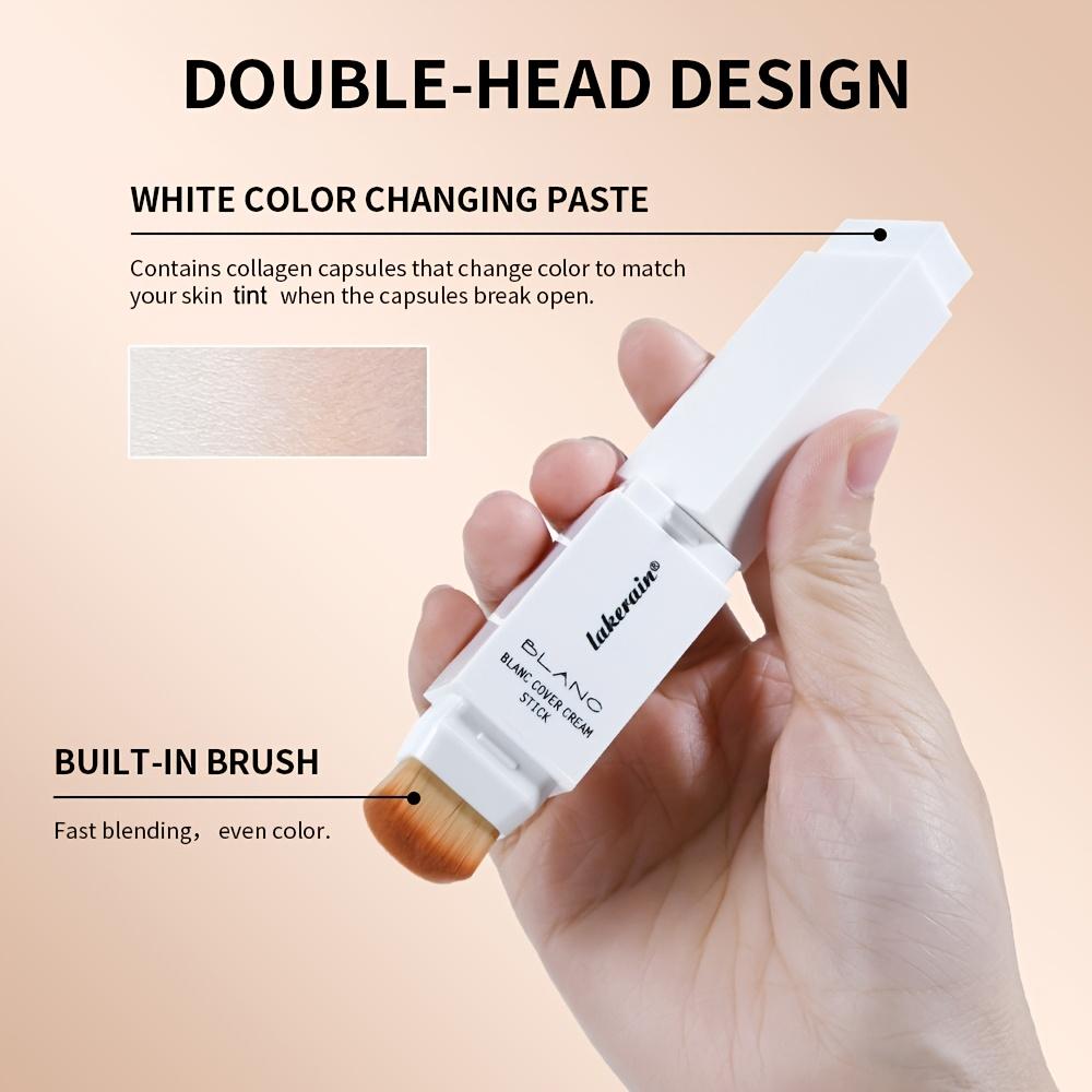 Foundation Stick Color Changing Foundation with Detachable Brush Blanc Cover Cream Stick Changing Hight Coverage Base Makeup