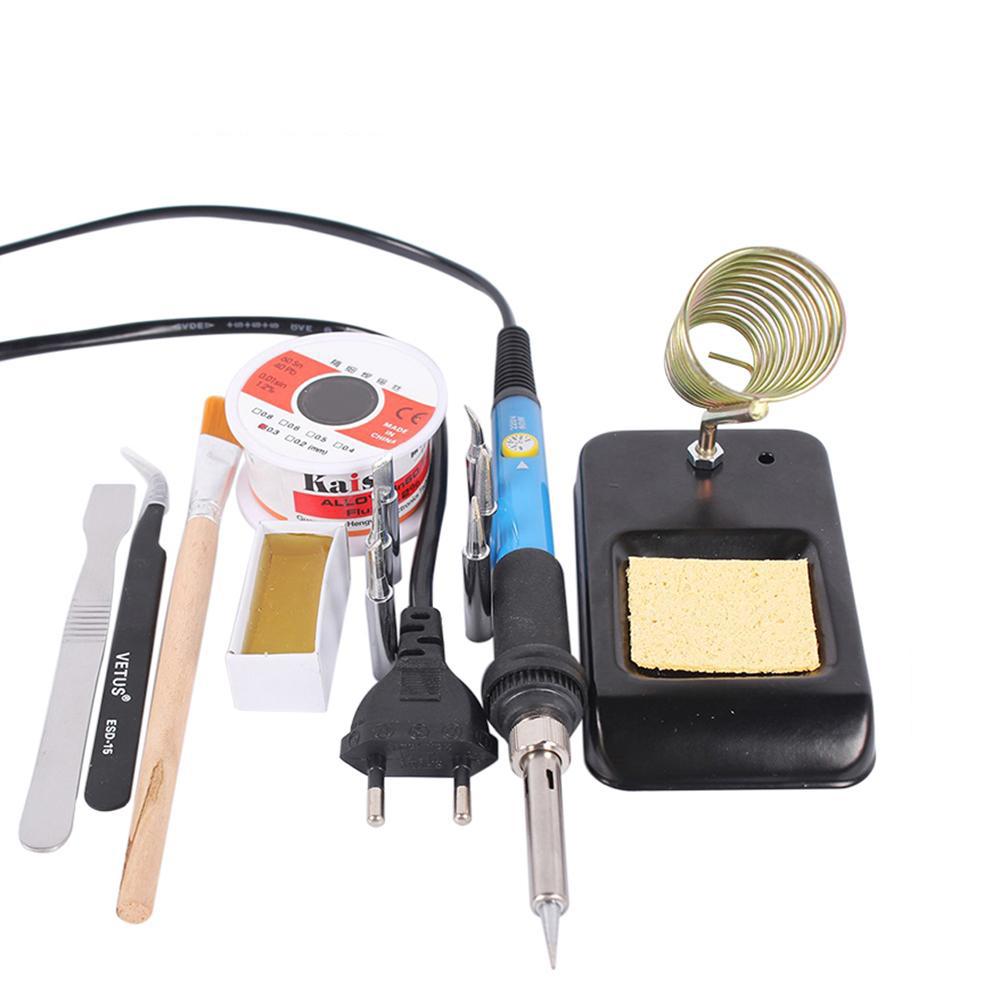 

Электрический паяльник с регулируемой температурой, 60 Вт, 220 В, ЕС/США, с 6 железными наконечниками