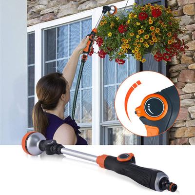 Wytrzymała metalowa dysza do podlewania z głowicą zapadkową obrotową o 180 stopni, 8 wzorów natrysku, dysza węża, spryskiwacz ogrodowy