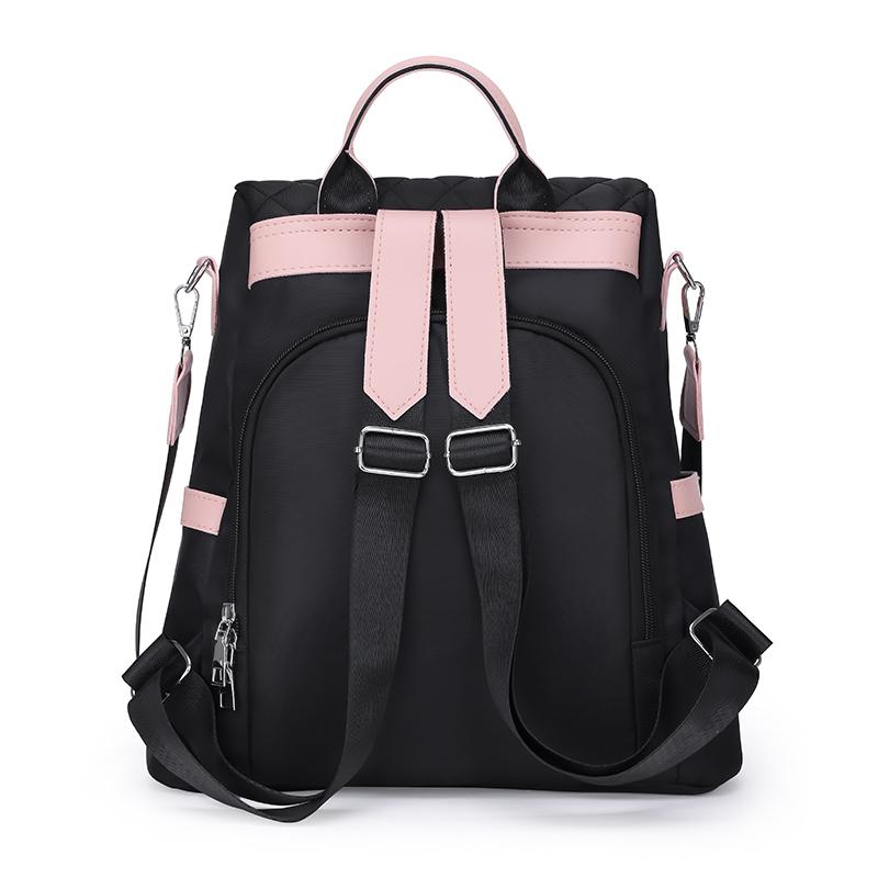 Casual Oxford Shoulder Bag Women's Block Color Backpack Large Capacity Waterproof Backpack