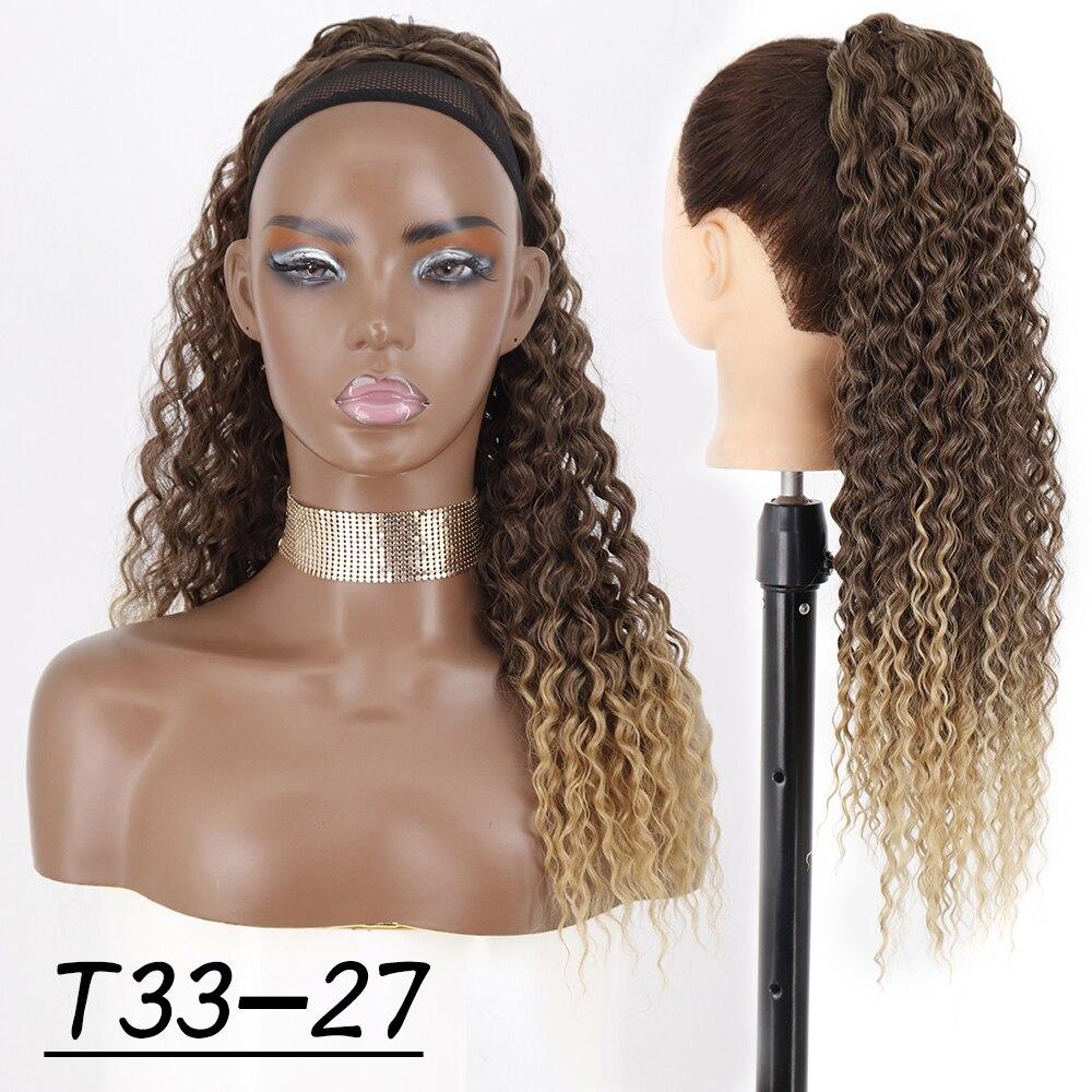 MISS WIG Women Long Kinky Curly Ponytail Hair Extensions Synthetic Drawstring Ponytail 26Inch Chip-In Wig Wrap Around Ponytail