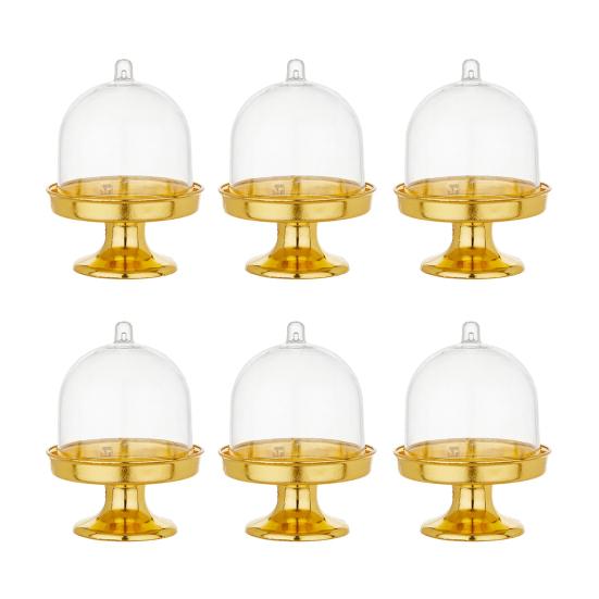 Mini-Kuchenständer aus Kunststoff mit Kuppelhaube Klar Dessert Cupcake Ausstellungsständer Schokoladen-Süßigkeiten-Platte für Geburtstag Feiertag Babyparty Teeparty Zubehör