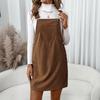 Women's Sleeveless Strap Dress Corduroy Autumn and Winter New Casual Loose Short Skirt