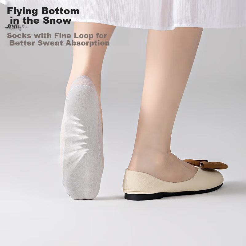 SNOWFLYING Women's Tights, Invisible Socks, Summer Ice Silk Mesh Socks, Thin Breathable Antibacterial Silicone Non-Slip Heel, 5 Pairs