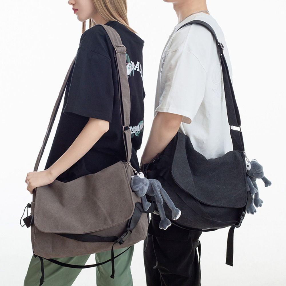 Large-capacity Messenger Bag Versatile School Bag Cool Canvas Tote Bag  Student