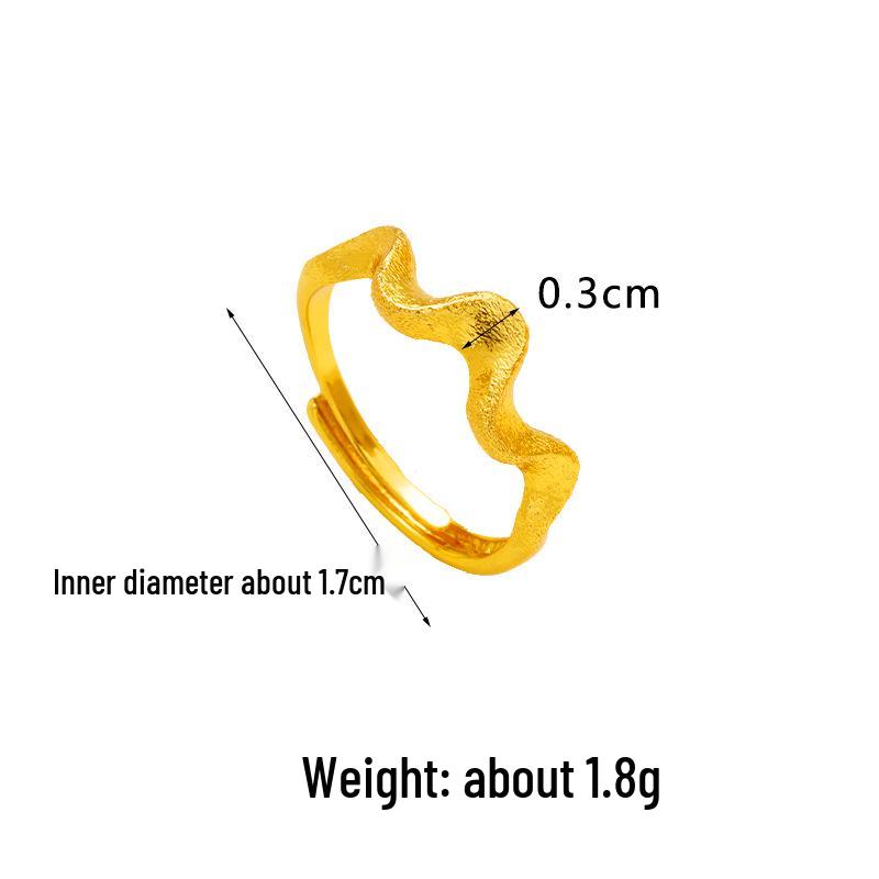 New Wave Openwork Retro Sand Gold Ring for Women - Imitation Gold Jewelry