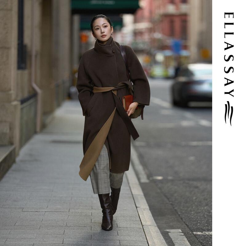 ELLASSAY Wool-Cashmere Belted Wrap Long Coat