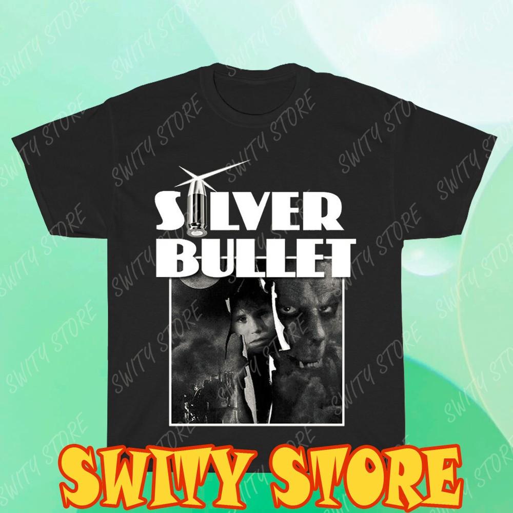 

Silver Bullet Horror Thriller Movie Men s Black Logo T-Shirt Funny Size S to 5XL XL