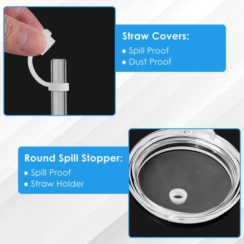 ERKOON Silicone Spill Stopper Set for YETI Straw Cups, Mug Tumblers, and More - Includes 4 Silicone Straw Covers and 4 Leak-Proof Stoppers