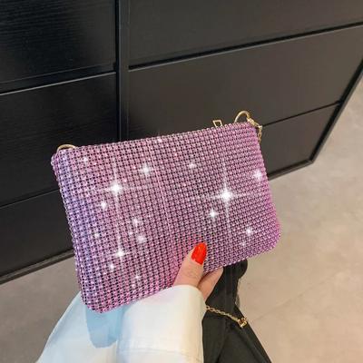 Fashion Rhinestones Shoulder Bags Ladies Chain Crossbody Bags Solid Color Small Handbags Women Wedding Party Clutch Phone Pouch