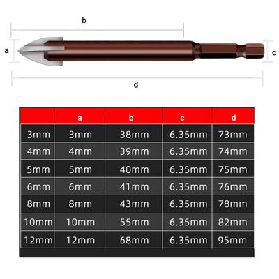 Efficient Four Blade Triangle Drill Bit for Various Materials 345681012mm