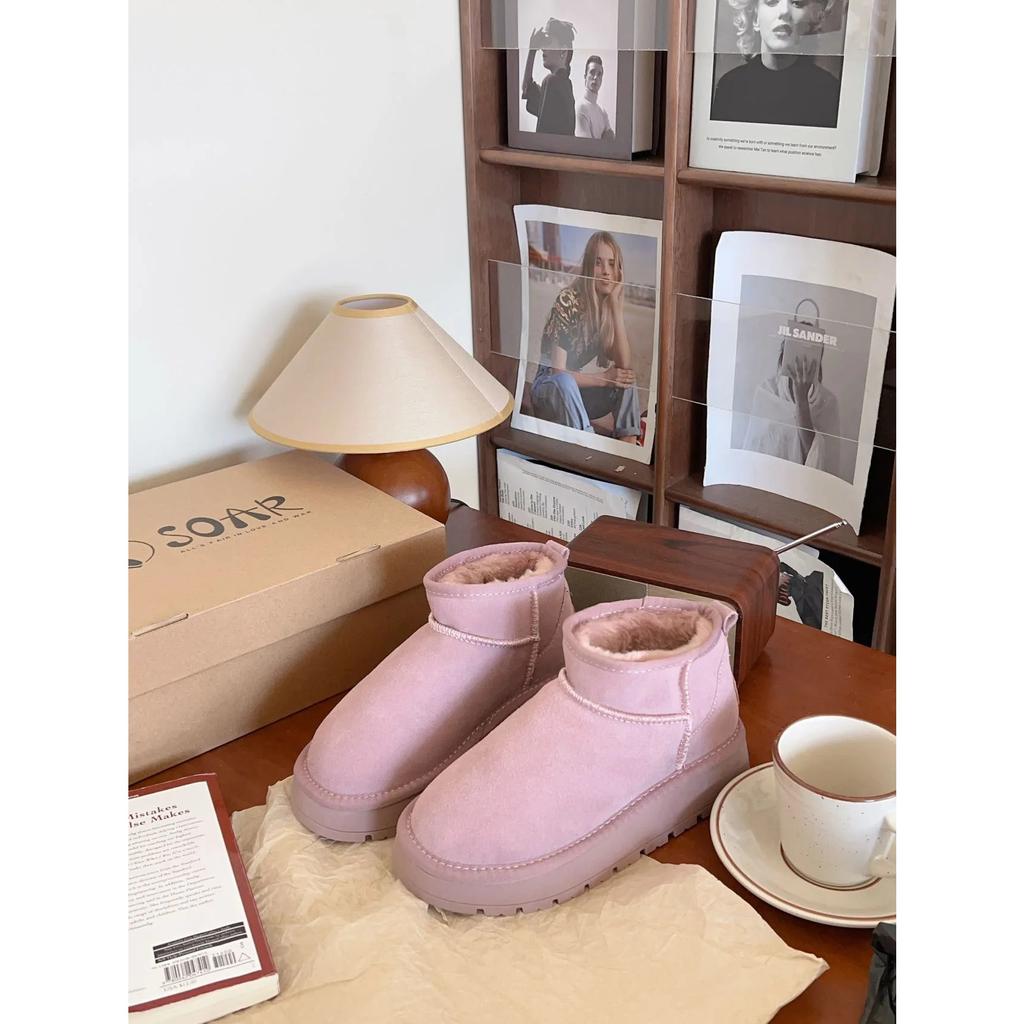 Lolita Stövlar Dam Låga Skor Australien Vinter Skor Stövlar-Dam Svart Ankel Snö Damer Höst Läder Shearling Päls