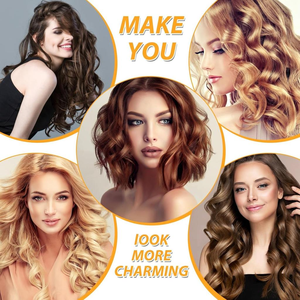 39PCS Self Grip Hair Rollers Curlers 3 Sizes Black Hair Roller 2.5in, 1.9in, 1.4in, Jumbo Hair Roller with 12PCS Duckbill Clips Hair Rollers for Long