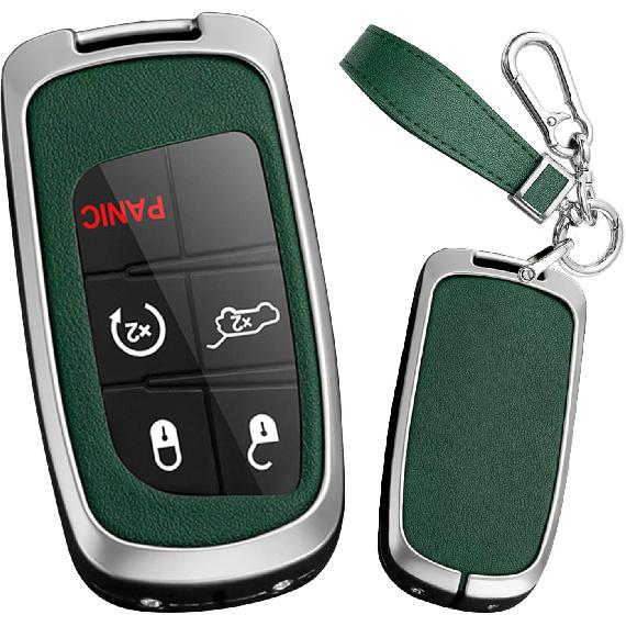 2/3/4/5 Tasten Smart Key Fob Hülle mit Schlüsselanhänger Passend für Jeep Fernbedienung Schlüssel Hülle Case Kompatibel mit Jeep Grand Cherokee für Dodge Challenger Charger