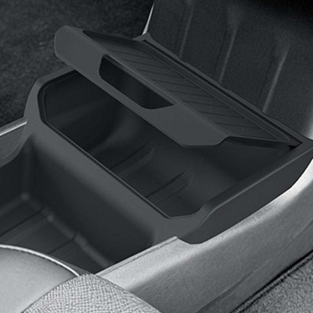 For 25Tesla Model Y Standard Central Control Storage Box Large Capacity Under Console Armrest Organizer Tray TPE Protection Mat