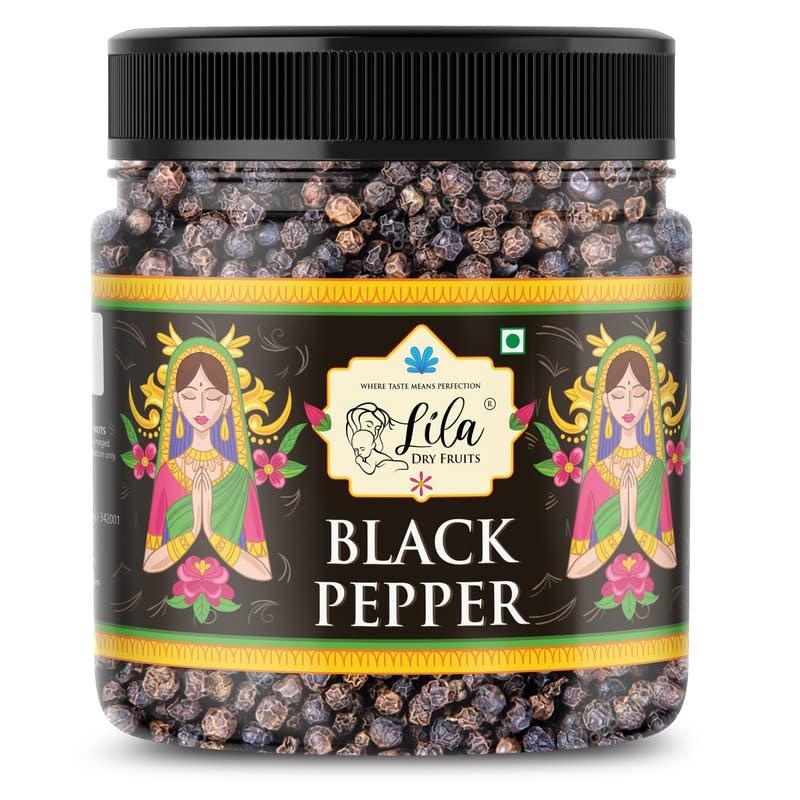 LILA DRY FRUITS Highly Aromatic Black Pepper Whole | Sabut Kali Mirch - 500 grams Jar | Naturally Processed | Export Quality | Farm Picked Fresh