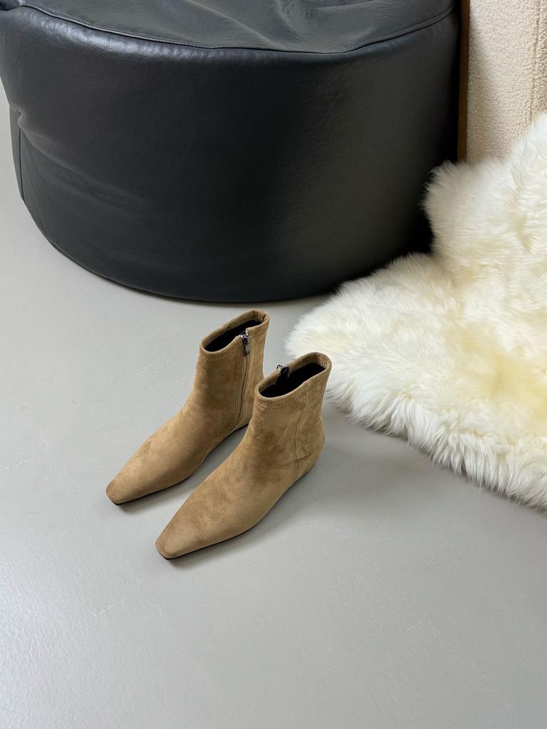 New Spot 2025 Korean Retro Suede Thin Boots Heightened Square Head Short Boots Women's Versatile Autumn and Winter New Women's Boots