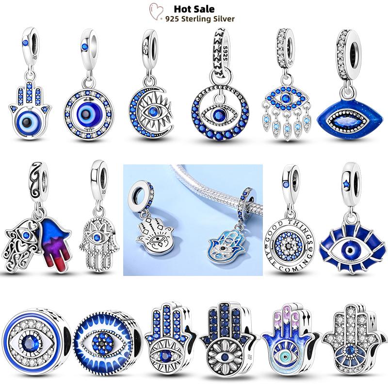 Standard Copper Craft Rotate Devil'S Eye Charms Fit Authentic Bracelet Blue Fatima Hand Palm Spacer Charms Handmade Jewelry Gift