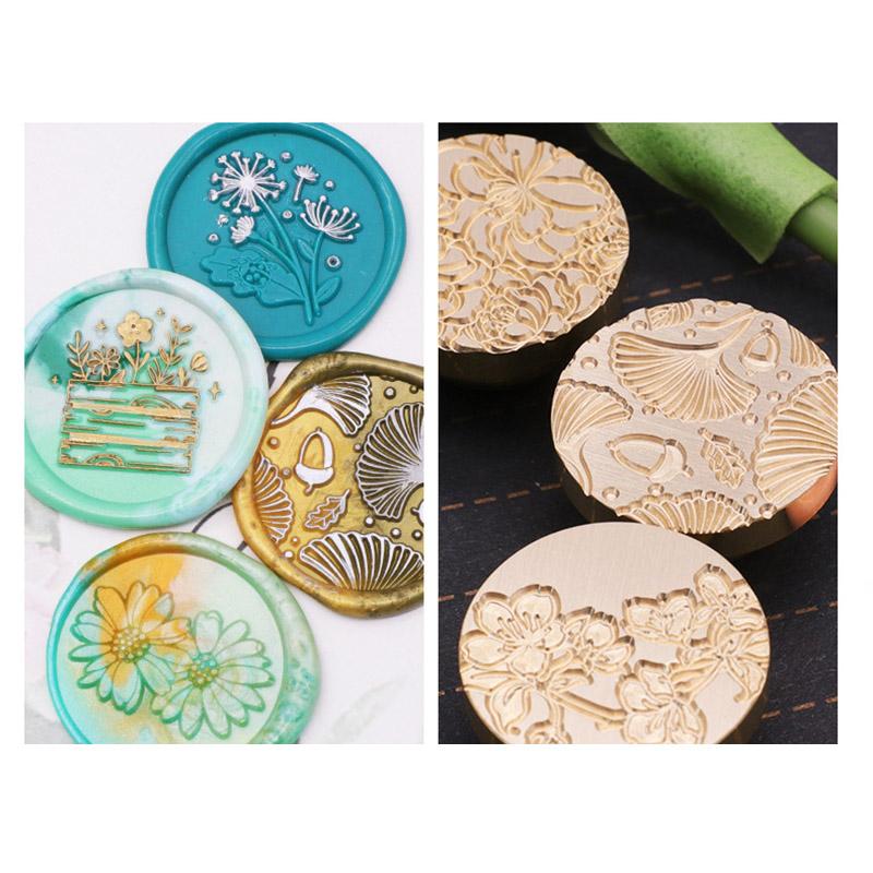 green plant series pattern Wax Seal Stamp Engraved Seal Head nvitation wax stamp Replace head Flowers Leaf Decorate Gift HCZ008