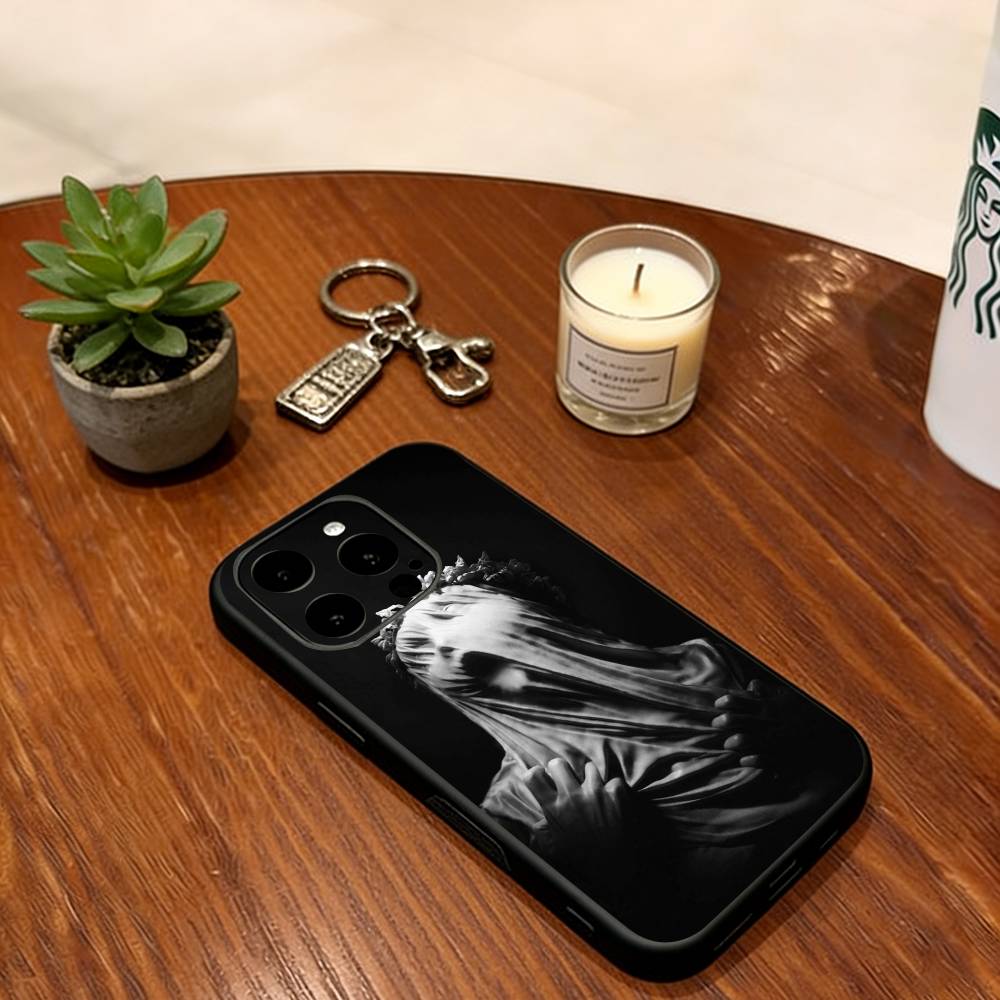 Dark Gothic Saintess  Phone Case For iPhone 17, 16,15,14,13,12,11 Plus,Pro Max, Others Soft Black Cover
