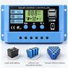 Blue Solar Panel Controller 12V/24V 100A 30A 20A 10A Solar Regulator PWM Battery Charger LCD Display Dual USB 5V Output