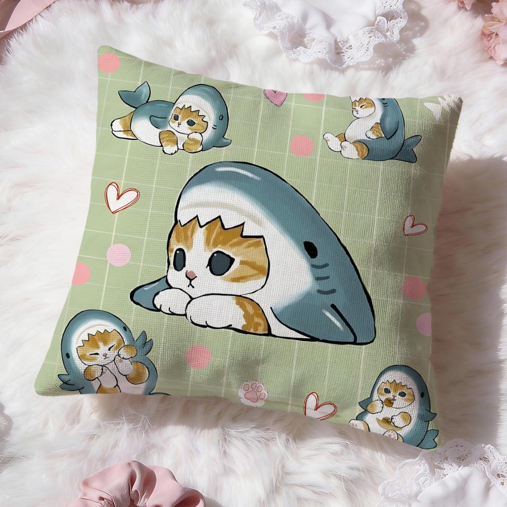 Cute M-MofusandS Cushion Cover Premium Comfort Reversible Pillow Cove -Two in One Design for Any Room & Car Interior