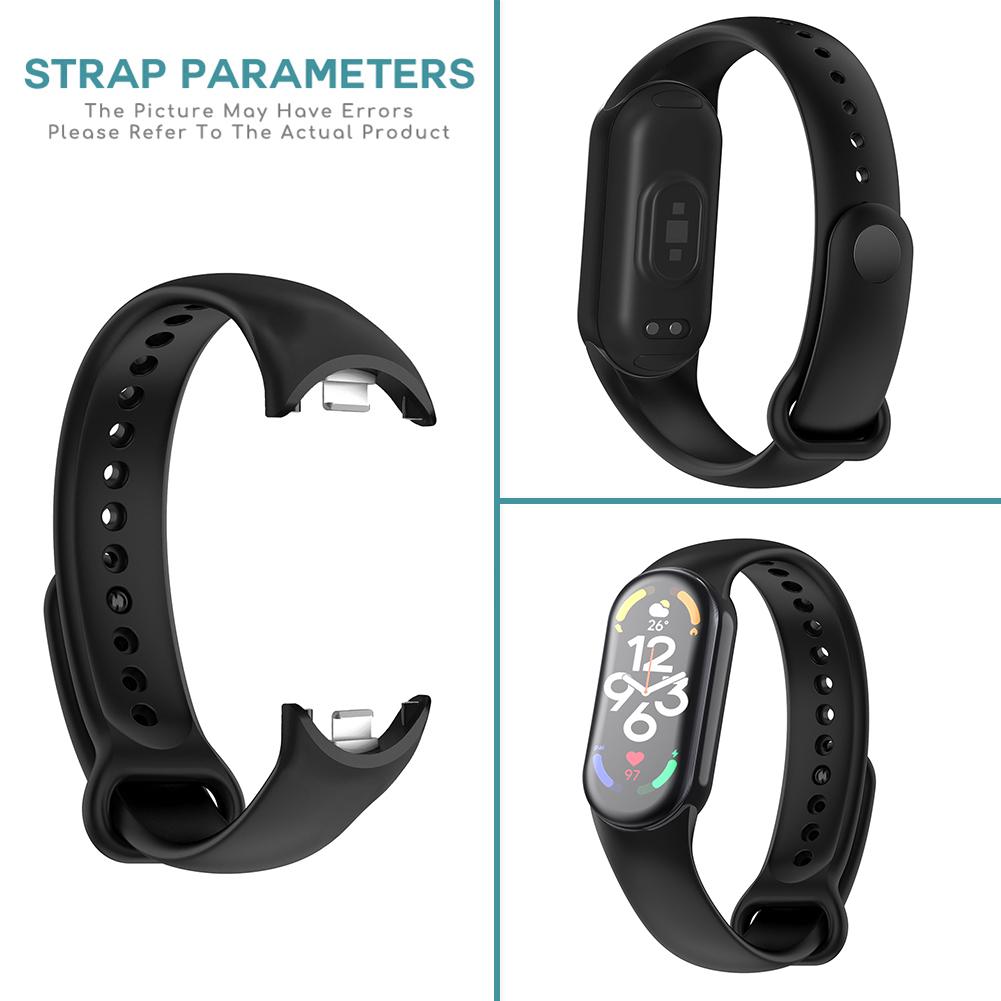 Watchband Solid Color Wristband Watchband Silicone Press-type Installation With Metal Connector Waterproof for Xiaomi Mi Band 8