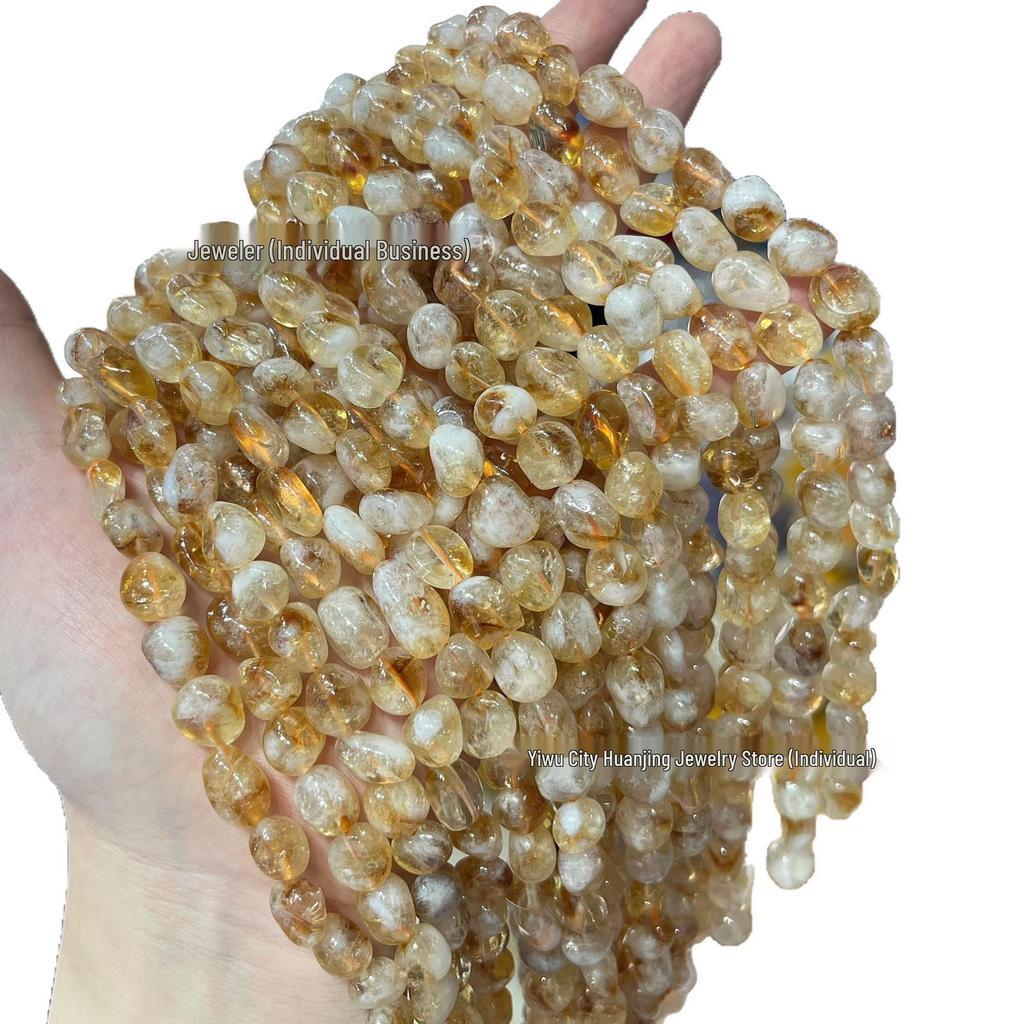 6x8mm Natural Yellow Topaz Irregular Loose Beads for DIY Bracelets and Jewelry Accessories
