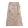 Womens Winter Fashion Belted Cargo Midi Skirt Solid Color Straight Fit Street Style