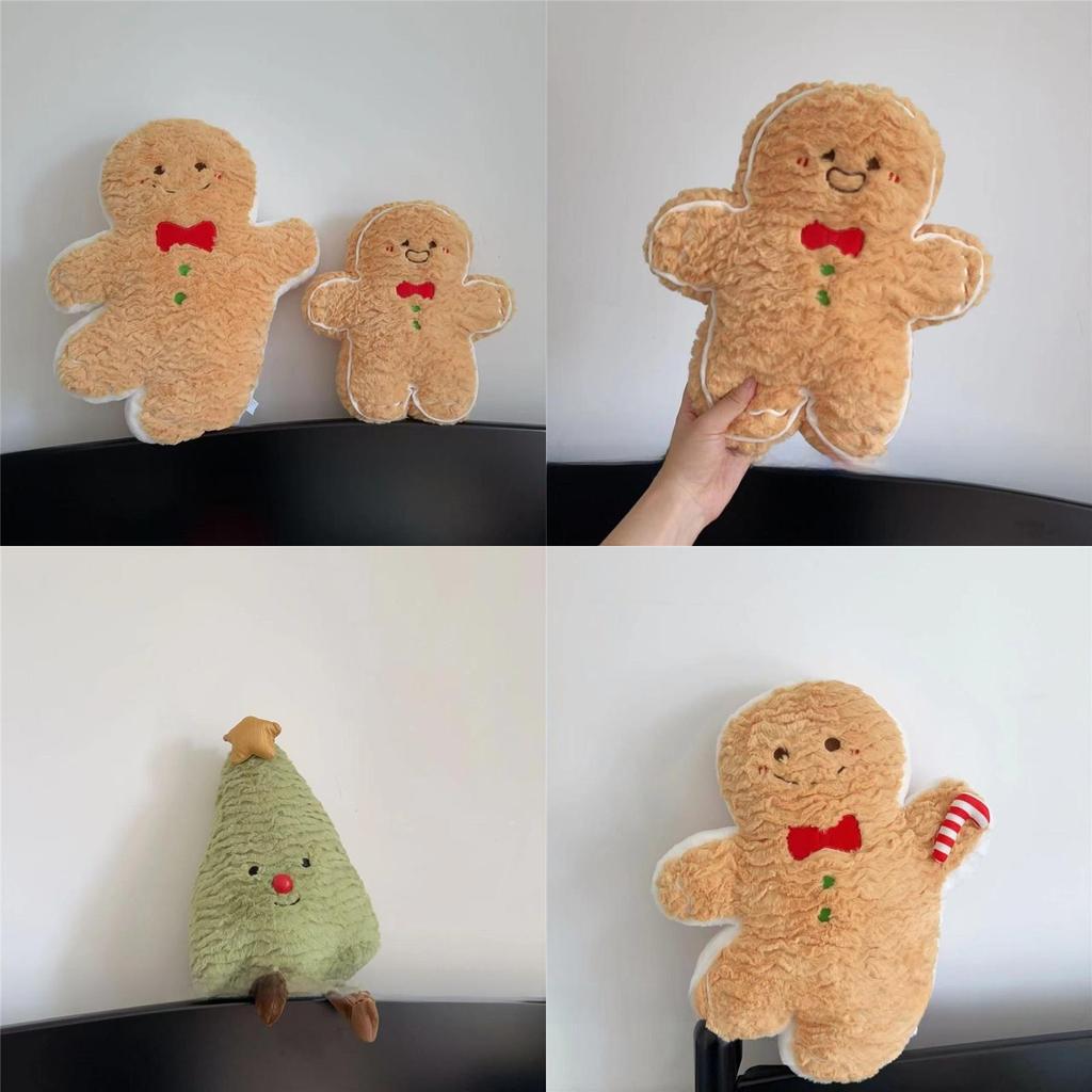 Christmas Plush Pillow With Cartoon Gingerbread Man Design For Holiday Decor And Gifts