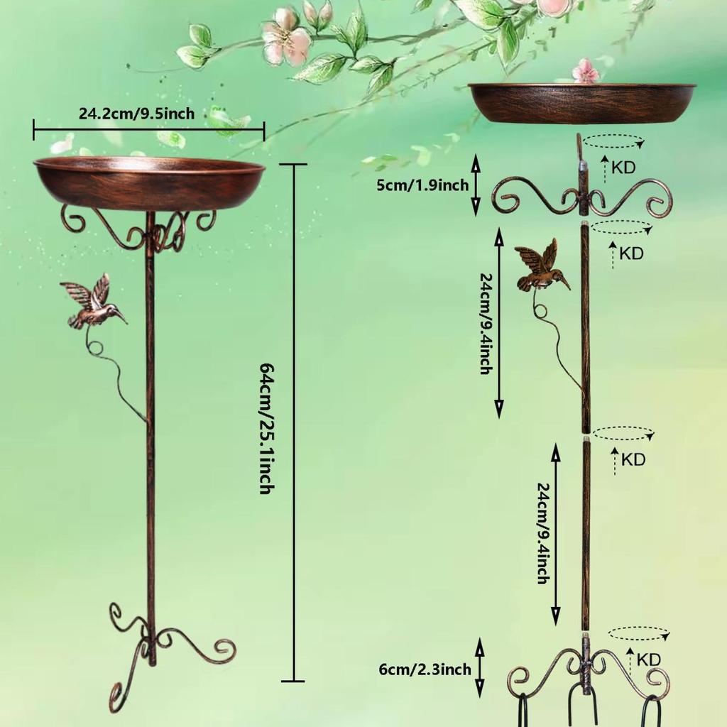 Freestanding Bird Bath Bowl Wildbird Drinking Gift Bird Feeder Tray Feeding Station for Park Yard Outdoor Attracting Birds Porch