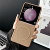 For Magsafe Magnetic Phone Case Rhombus Texture PU Leather For Samsung Galaxy Z Flip 7 FE 6 5 4 3 5G Hard Shell Cover
