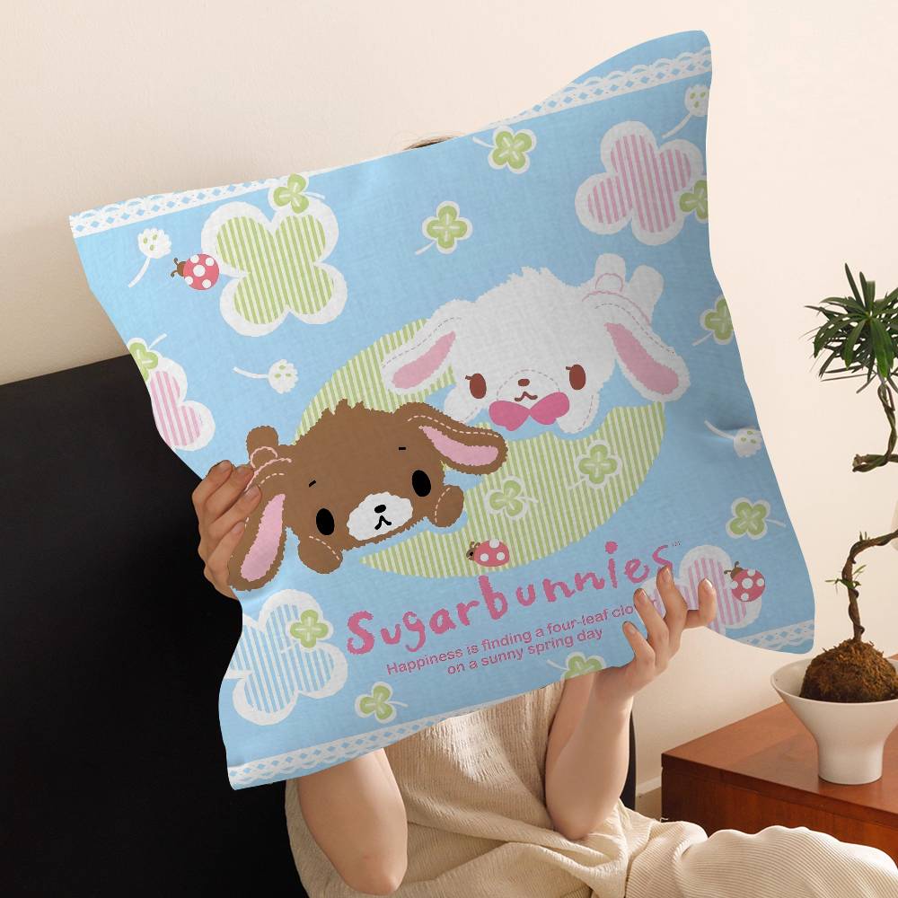 Cartoon Cute S-Sugarbunnies Cushion Cover Car Throw Pillow Case For Sofa Car Christmas Gift 40x40cm 45x45cm