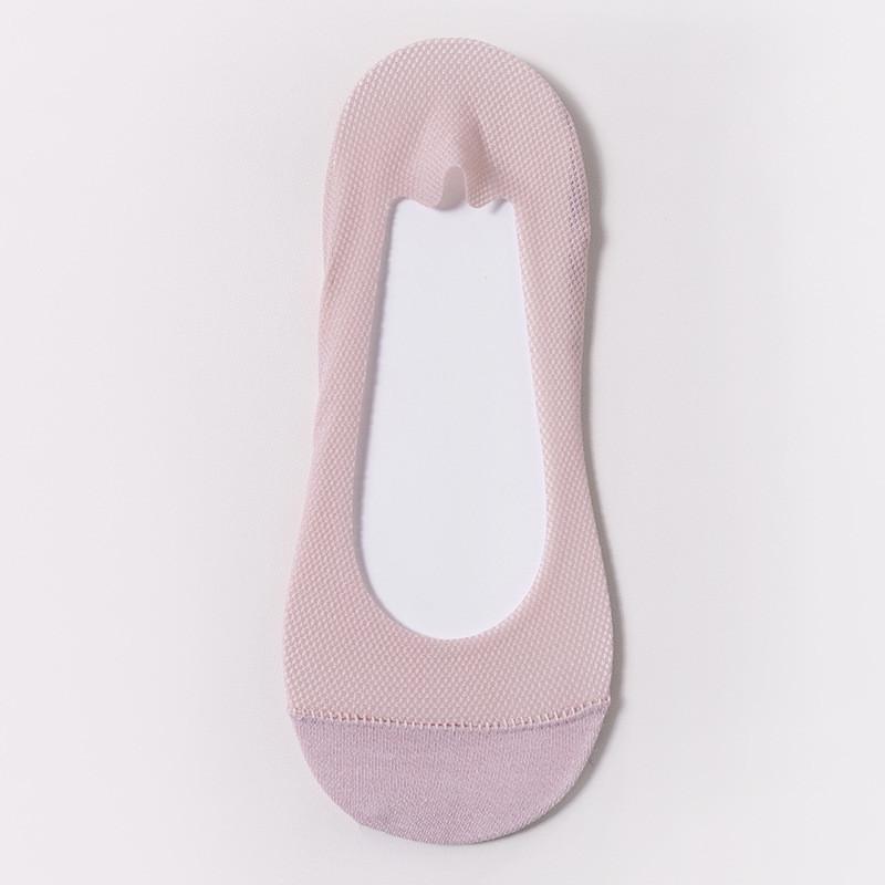 Women's Summer Solid Mesh Breathable Invisible Boat Socks Silicone Anti-slip Sweat Absorbing Thin Hollow Out Short No-show Socks