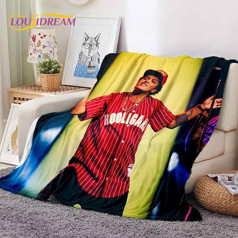 Bruno Mars 3D Singer Star Soft Flannel Blankets,Throw Blanket Comfortable Blanket for Picnic Beds Home Bedroom Cover Kids Gift