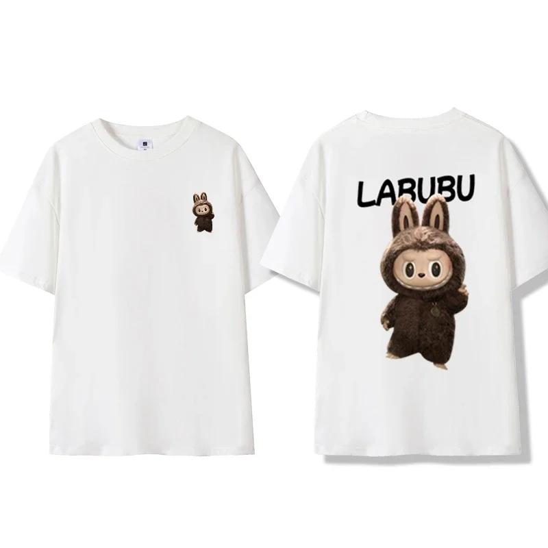 maglietta labubu abbigliamento coppia girocollo puro cartone animato stampa carina taglie forti stesso stile per uomo e donna 140