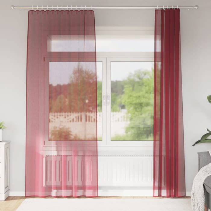 VidaXL Rideaux en voile avec passe-tringles 2 pcs rouge bordeaux, rideau en filet, rideau transparent, voile de fenêtre, 4102249
