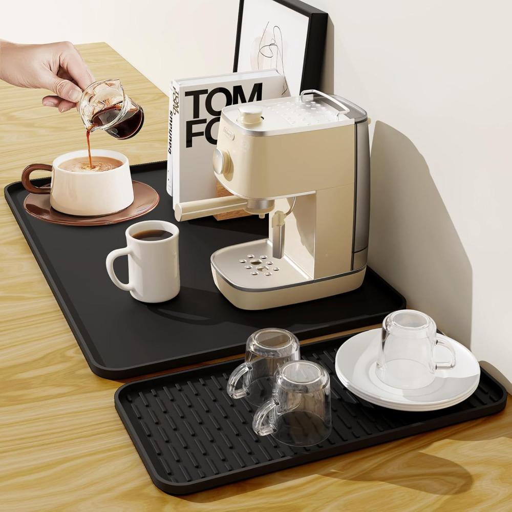 Silicone Coffee Bar Mat 2 in 1 Countertop Pad Easy To Clean Coffee Machine Mat  Cafe