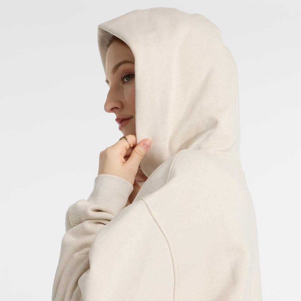 Geprägter Grafik-Fleece-Hoodie-Parka LIT [New Balance] Damen (WT43512) (Leinenmeliert)