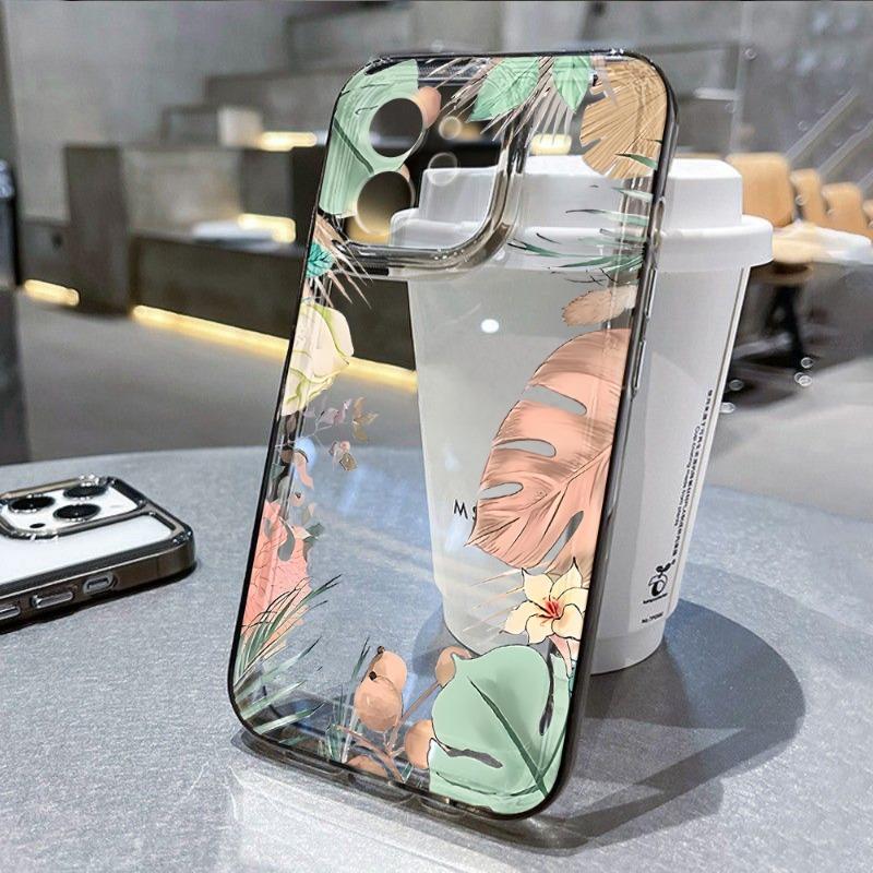 Cute Art Flower Phone Case For iPhone 16 15 14 13 12 11 Pro Max Mini X XS XR SE 7 8 Plus Shockproof Non-Slip Soft Cover Fundas