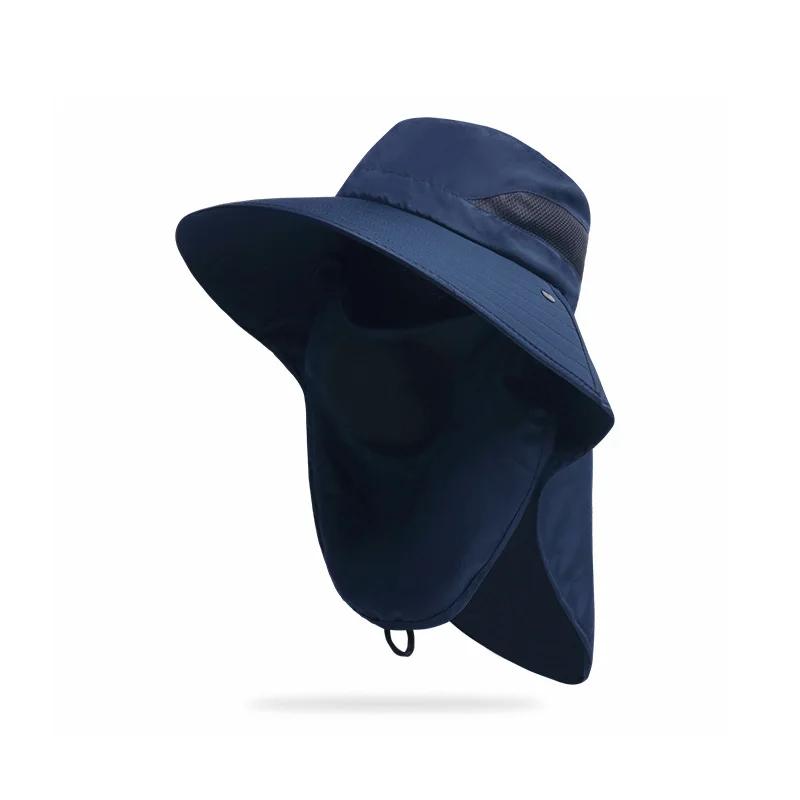 Summer Outdoor Fishing Caps Men Wide Brim UV Protective Mask Thin Casual Hats Sports Climbing Sun Hats