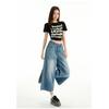 High Waist Calf-Length Denim Pants Women'S Retro Washed Harajuku Wide Leg Jeans Casual Loose Y2K Streetwear Mid Long Denim Jeans