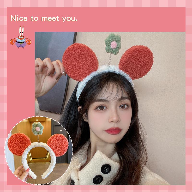 2024 Cute Cartoon Plush Headband for Women - Makeup, Hair Clip & Tie